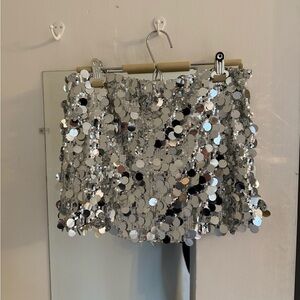 Fashion Nova Silver Sequin Skirt